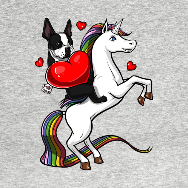 Boston Terrier Dog Riding Unicorn by underheaven